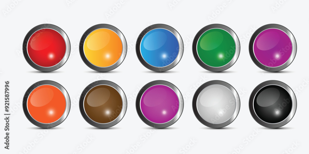 set of different color gradient glossy circle button vector illustration. set of different color gradient glossy circle button vector illustration.