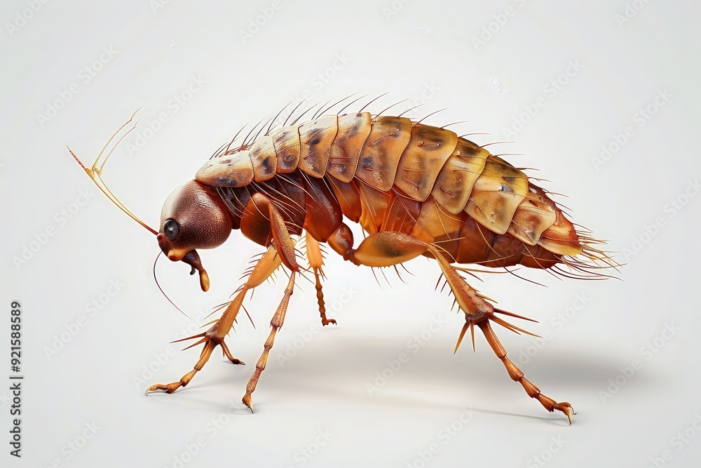 A 4D cartoon flea with strong legs jumping on a wh 134 3775 insect, isolated, macro, bug, animal, white, cockroach, nature, fly, close-up, antenna, brown, pest, beetle, wildlife, closeup, cricket, bla A 4D cartoon flea with strong legs jumping on a wh 134 3775 insect, isolated, macro, bug, animal, white, cockroach, nature, fly, close-up, antenna, brown, pest, beetle, wildlife, closeup, cricket, bla