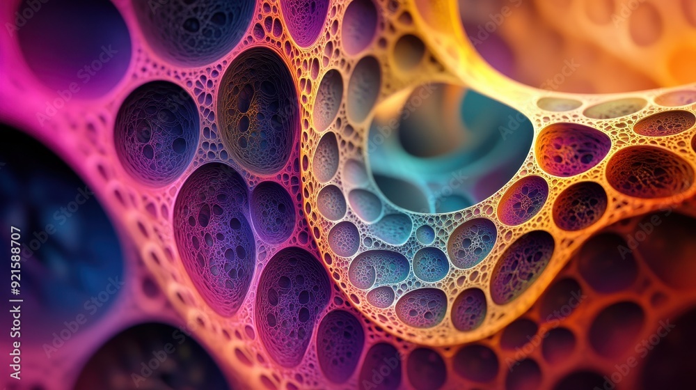 Abstract Colorful 3D Render of Interconnected Spheres and Bubbles Abstract Colorful 3D Render of Interconnected Spheres and Bubbles