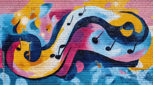 Colorful Music Graffiti Wall