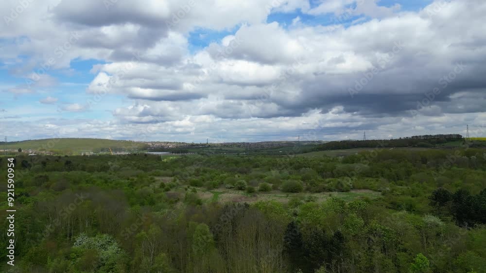 Aerial View of Treeton Village Catcliffe Nature Reserve at civil parish, Rotherham South Yorkshire, England Great Britain. April 29th, 2024 Aerial View of Treeton Village Catcliffe Nature Reserve at civil parish, Rotherham South Yorkshire, England Great Britain. April 29th, 2024