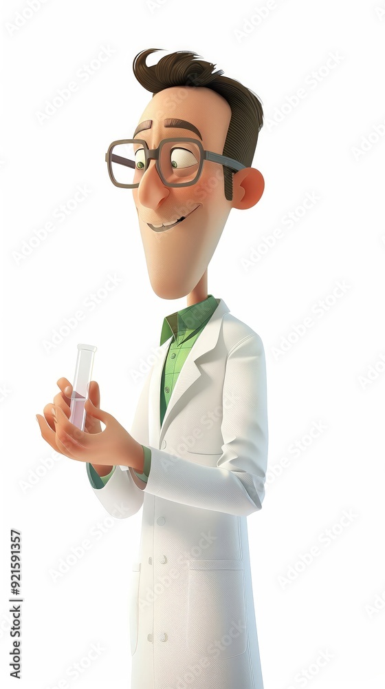 A 4D cartoon scientist in a lab coat examining a t 261 3500 doctor, scientist, medicine, woman, laboratory, science, lab, chemistry, research, people, health, person, experiment, medical, liquid, chem A 4D cartoon scientist in a lab coat examining a t 261 3500 doctor, scientist, medicine, woman, laboratory, science, lab, chemistry, research, people, health, person, experiment, medical, liquid, chem