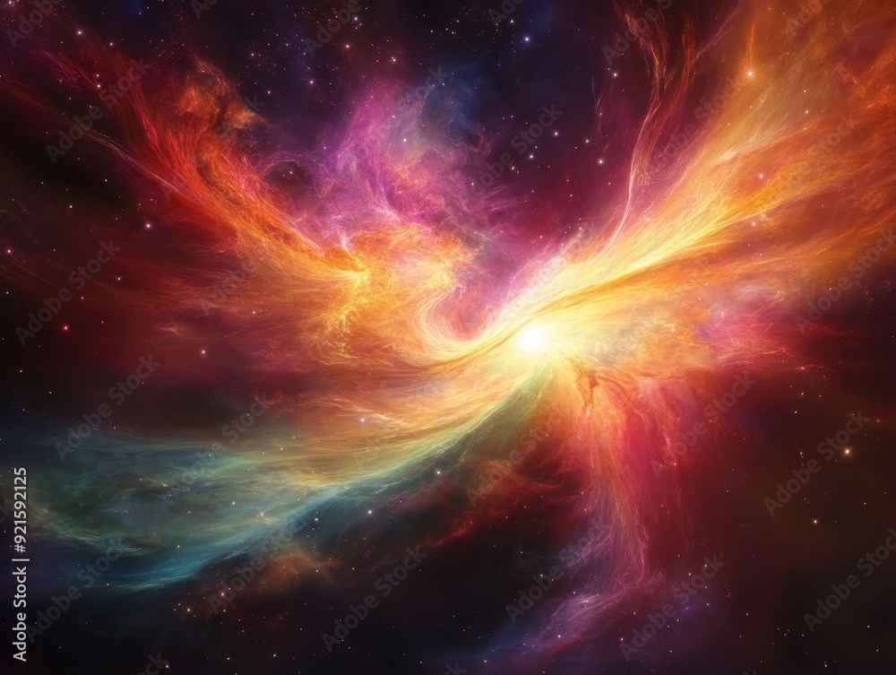 Cosmic Nebula with Stars and Colorful Gaseous Clouds in Space. Cosmic Nebula with Stars and Colorful Gaseous Clouds in Space.