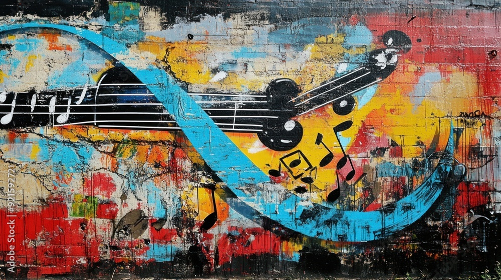 Obraz premium Colorful Guitar Graffiti