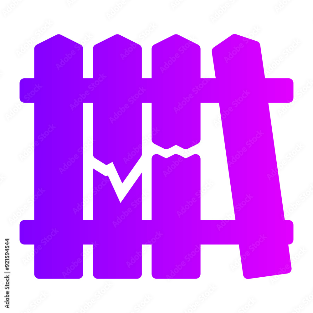 Fototapeta premium Broken fence gradient icon