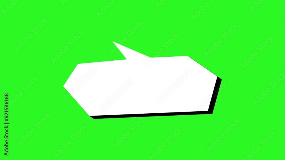 Animated white speech bubble with black outline on green background ...