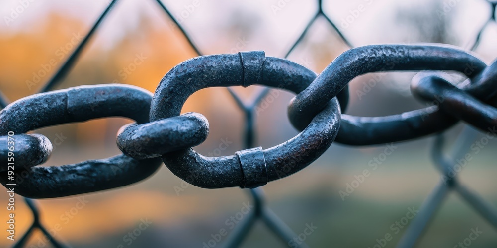 Close Up of Metal Chain Links with Blurred Background. Close Up of Metal Chain Links with Blurred Background.