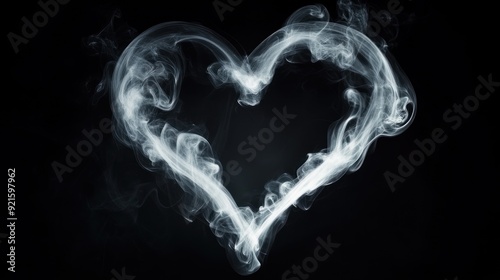 heart shaped smoke billowing with black background