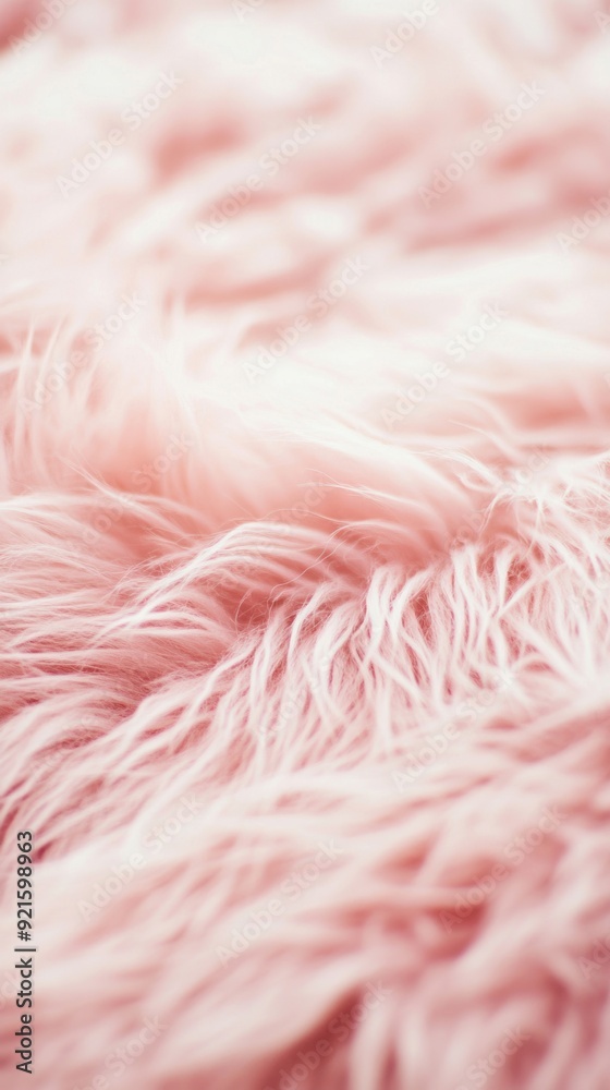 Fototapeta premium A close-up view of a soft pink fluffy fur texture highlights its gentle, inviting appearance