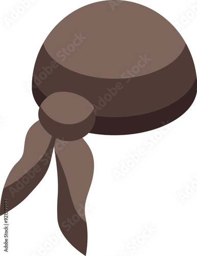Brown bandana with a knot lying on a white surface