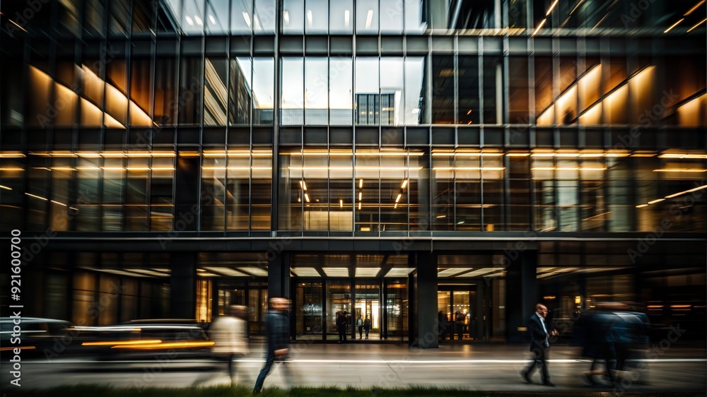 Long exposure white collar people crowd walking corporate office business center city indoor dark background Long exposure white collar people crowd walking corporate office business center city indoor dark background