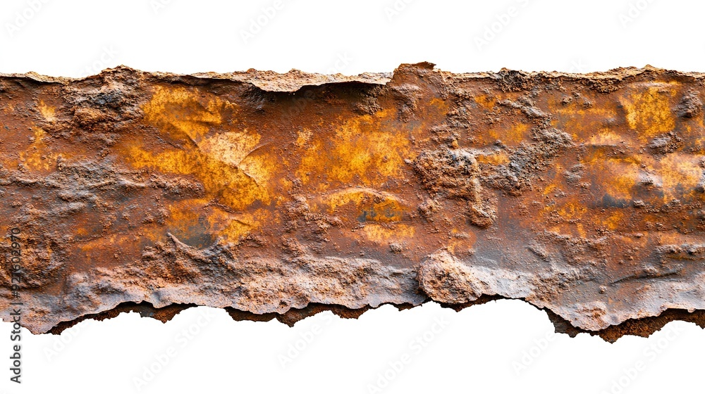 Naklejka premium Rusty Surface Isolated on White Background: Textured and Aged Appearance