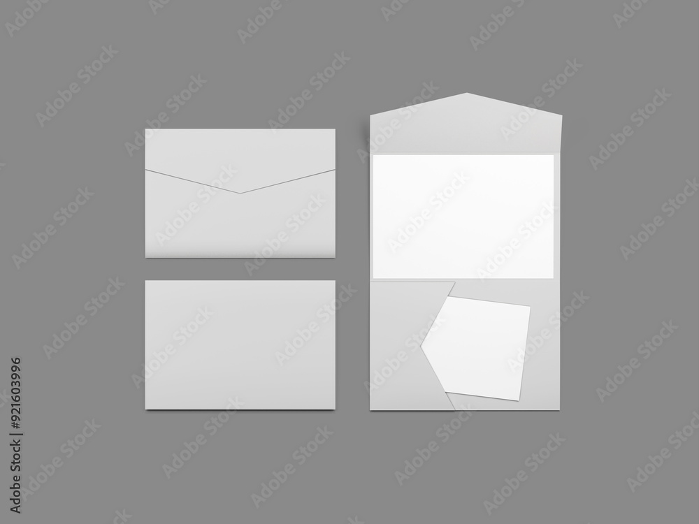 Fototapeta premium Detailed Flat Lay White Gift Card Mockup 3D