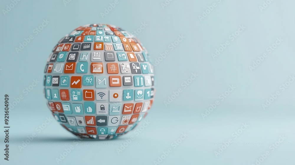 A 3D globe with search engine icons orbiting around it, symbolizing global internet connectivity A 3D globe with search engine icons orbiting around it, symbolizing global internet connectivity