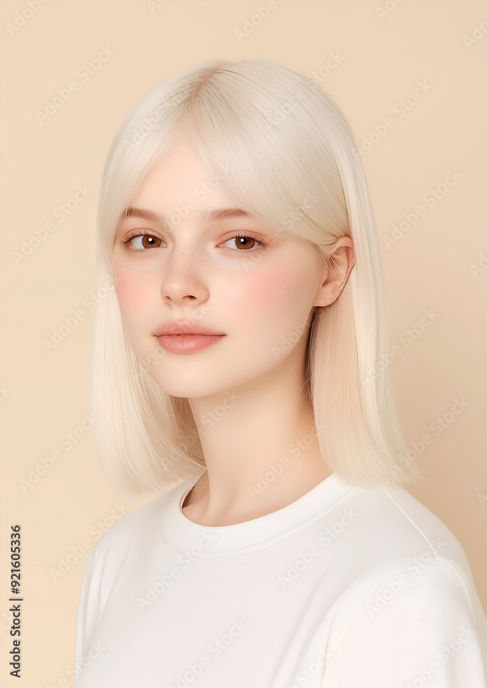 Close-up of a woman with flawless glowing skin and subtle natural makeup Close-up of a woman with flawless glowing skin and subtle natural makeup