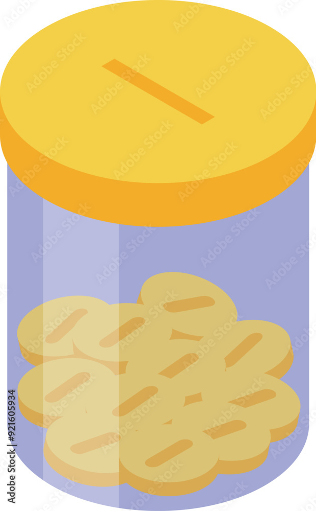 Transparent moneybox full of golden coins, saving money and finances concept Transparent moneybox full of golden coins, saving money and finances concept