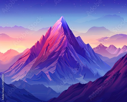 Cartoon high mountain
