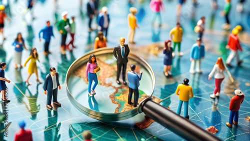 Miniature Clay world tiny people abstract looking for finding recruiting right candidates business partners 