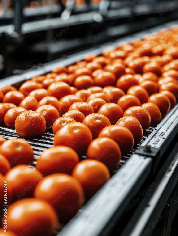 Close-up of industrial equipment used for sorting and packing fresh produce highlighting the beauty of modern technology Close-up of industrial equipment used for sorting and packing fresh produce highlighting the beauty of modern technology