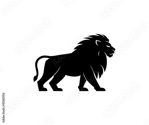 Heraldic lion silhouette vector template logo