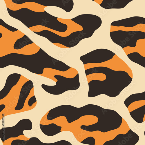 nature inspired camouflage pattern of yellow, brown and amber spots
