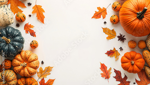 Autumn decoration with pumpkin, leaf, and orange colors generated by AI