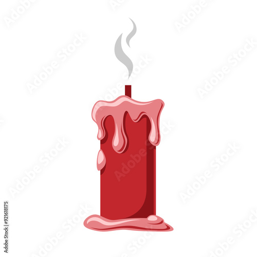 Spooky Unlit Red Candle with Melting Wax, Halloween Graphics