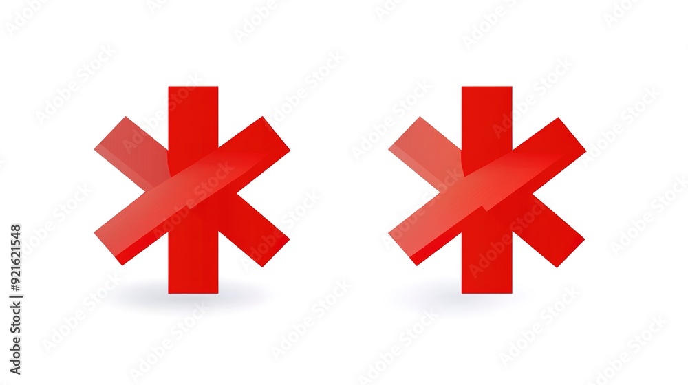 Obraz premium Vector Illustration of a Red Cross Mark Reflecting a Wrong or Prohibition Sign on White Background