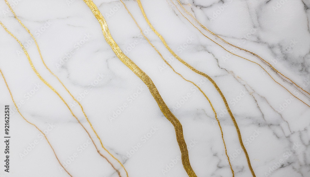 Obraz premium Tekstura marmur w kolorze białym ze złotym dodatkiem luksusowa tapeta generative ai