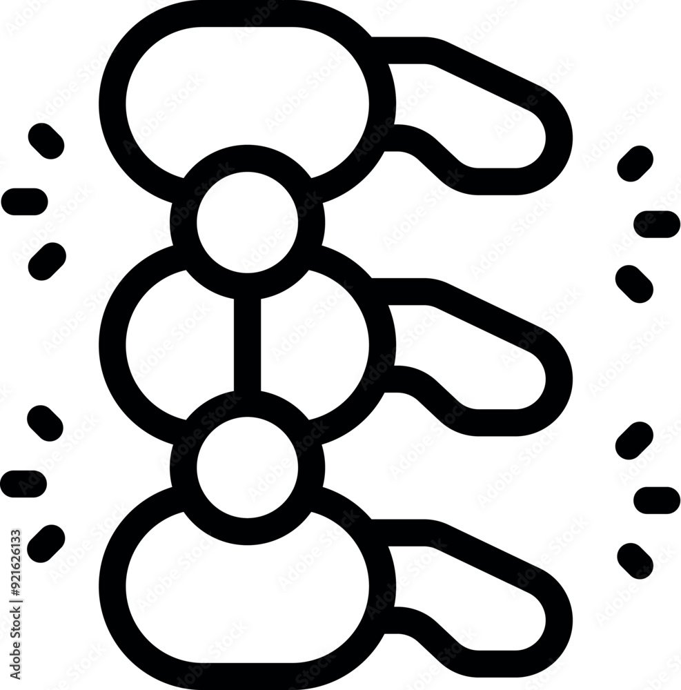 Simple spine icon depicting vertebrae connected to form backbone Simple spine icon depicting vertebrae connected to form backbone