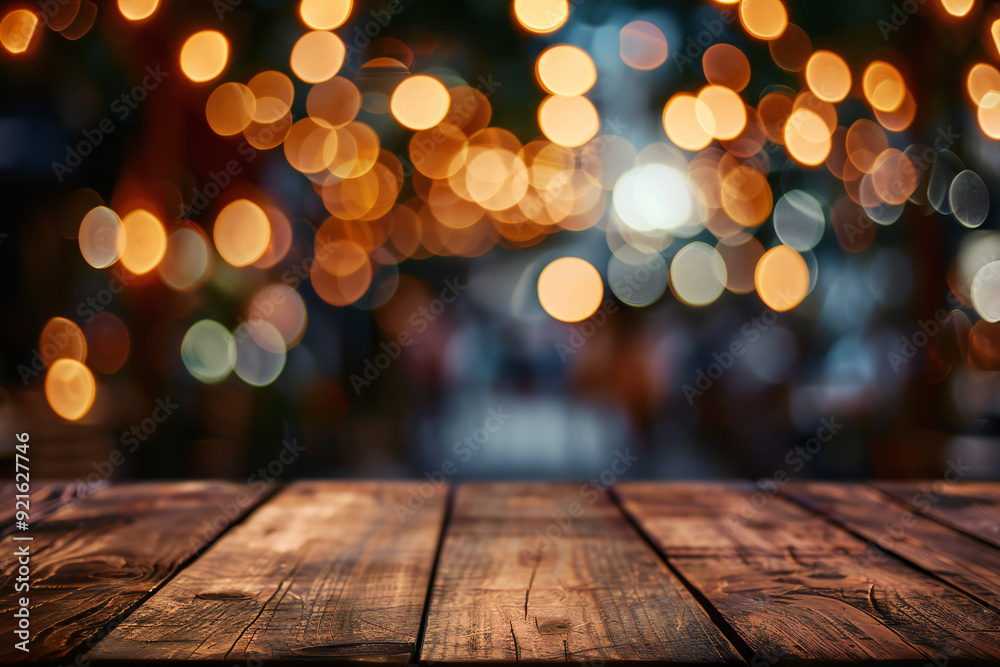Rustic Wooden Table with Bokeh Lights – A Cozy and Festive Background for Holiday Decor and Warm Atmosphere Rustic Wooden Table with Bokeh Lights – A Cozy and Festive Background for Holiday Decor and Warm Atmosphere