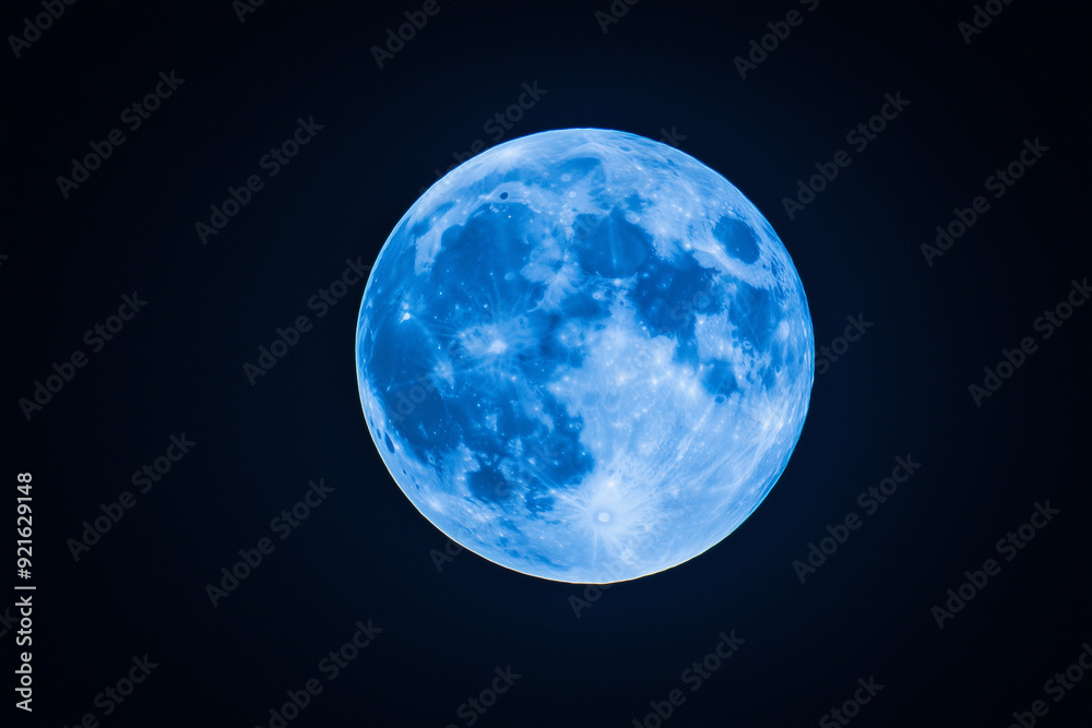 Obraz premium Majestic Blue Supermoon Casting Its Glow in the Clear Night Sky