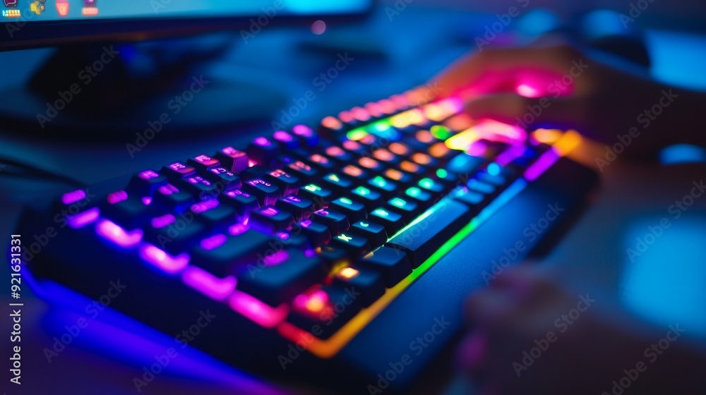 RGB Keyboard Lit Up in Colorful Hues RGB Keyboard Lit Up in Colorful Hues
