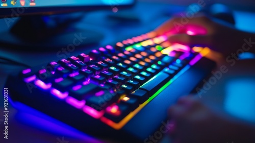 RGB Keyboard Lit Up in Colorful Hues