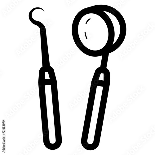 dental mirror and probe icon