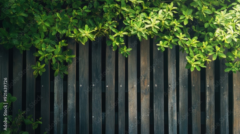 Fence decorated with green trees Fence decorated with green trees