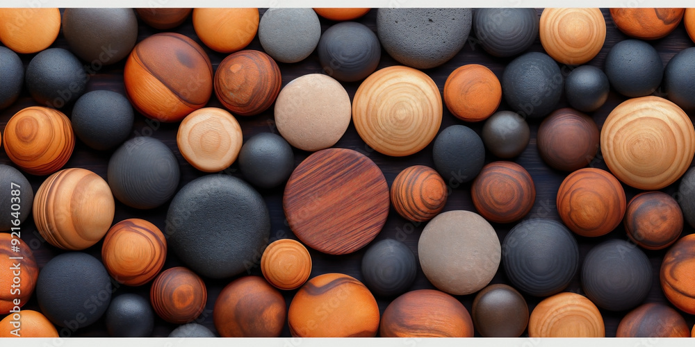 a seamless pattern of wooden spheres a seamless pattern of wooden spheres