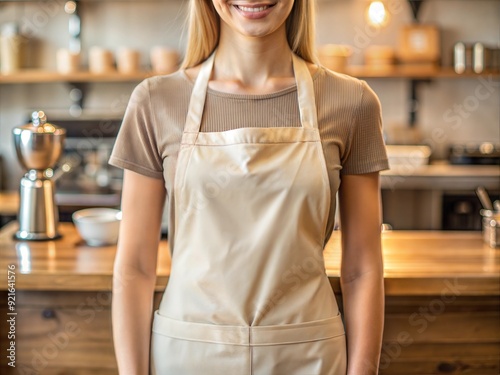Blank mock up apron cream color coffee shop barista props café indoor lighting