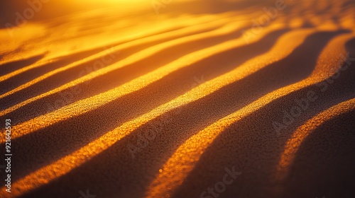 The color of the sunset on the desert surface, with the warm, golden hues of the setting sun casting a rich, amber glow over the sand. photo