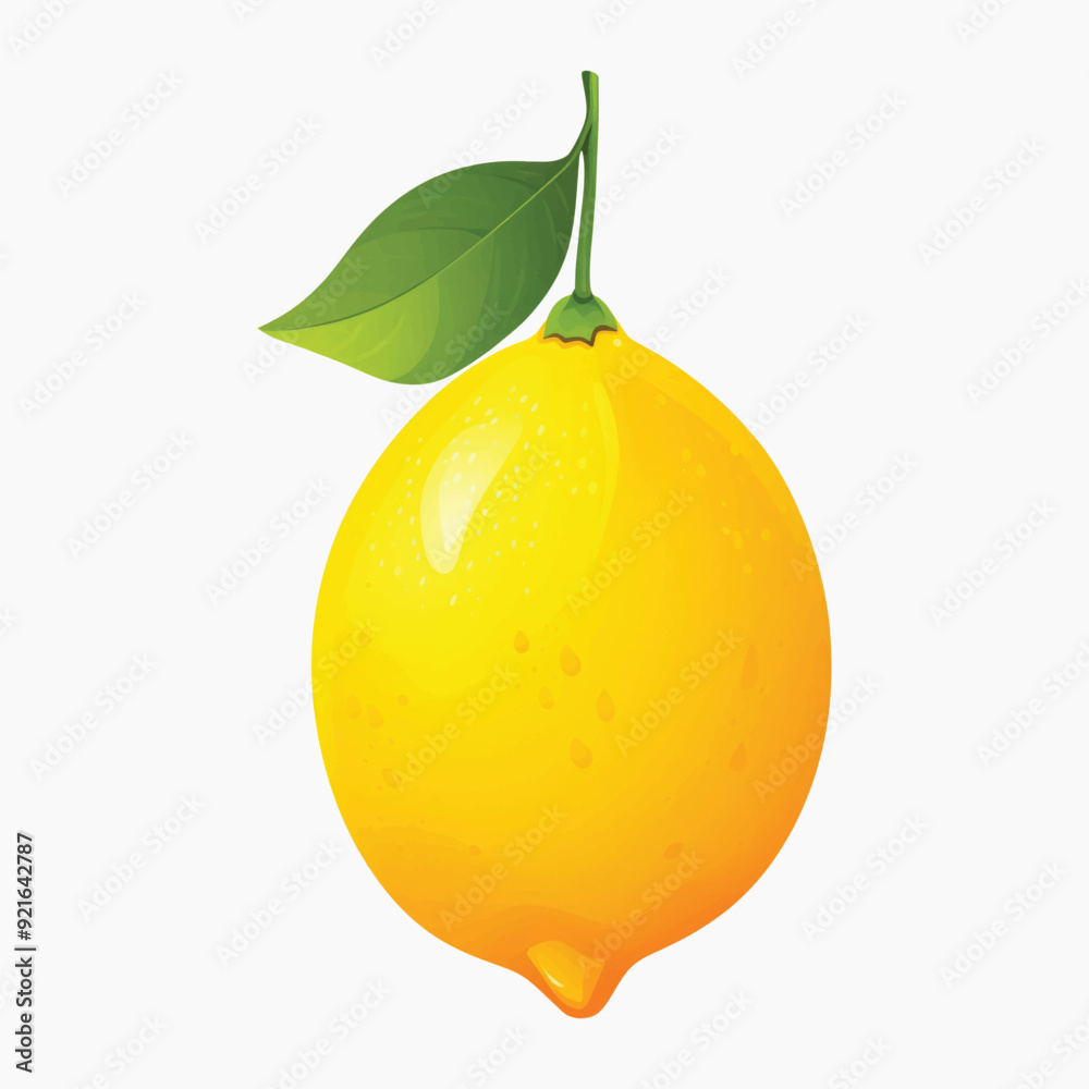 Bright yellow lemon with leaf Bright yellow lemon with leaf