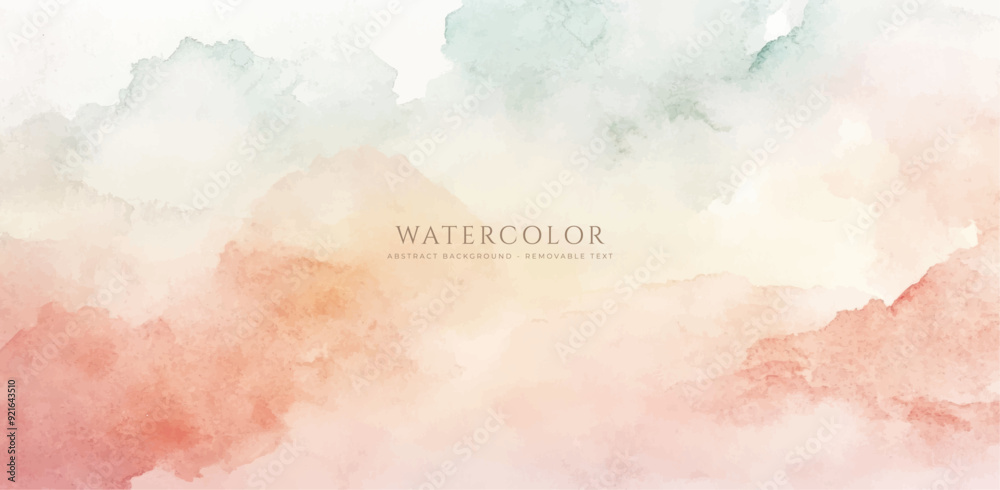 Obraz premium Abstract horizontal watercolor background. Hand drawn vector texture. Brush stroked painting pastel color watercolour