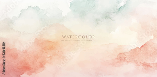 Abstract horizontal watercolor background. Hand drawn vector texture. Brush stroked painting pastel color watercolour