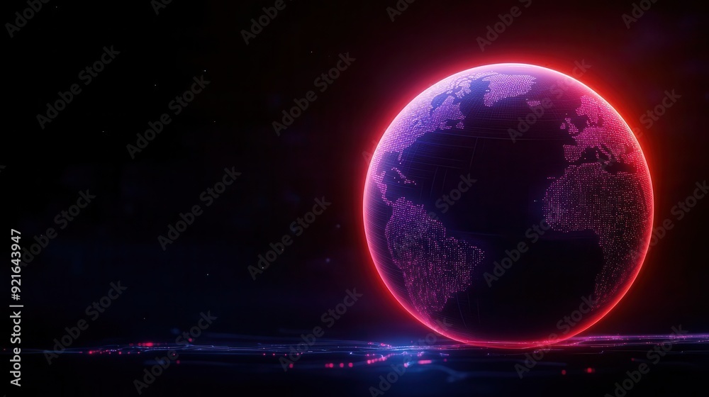 Obraz premium A vibrant and futuristic earth with neon colors, suitable for technology and space themes.
