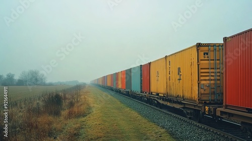 Freight train loaded with containers