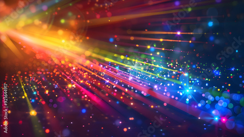 Abstract Background with Colorful Lines and Bokeh Lights