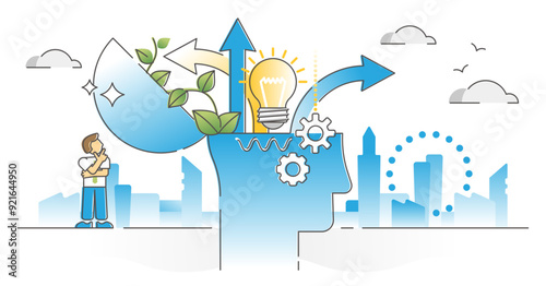 ESG awareness as environmental social governance evaluation principles for business and investment future outline concept, transparent background.