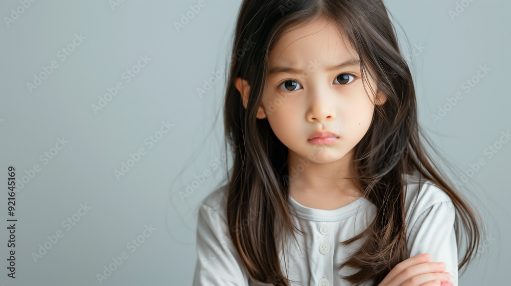 an angry little girl standing with her arms crossed an angry little girl standing with her arms crossed