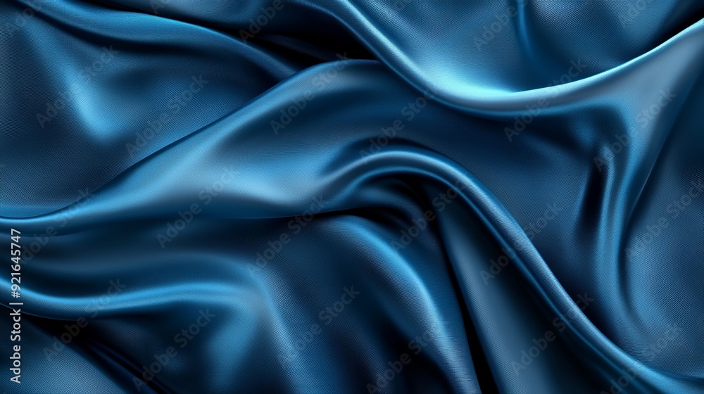 Obraz premium A smooth, elegant blue silk or satin texture, serving as a luxurious abstract background.