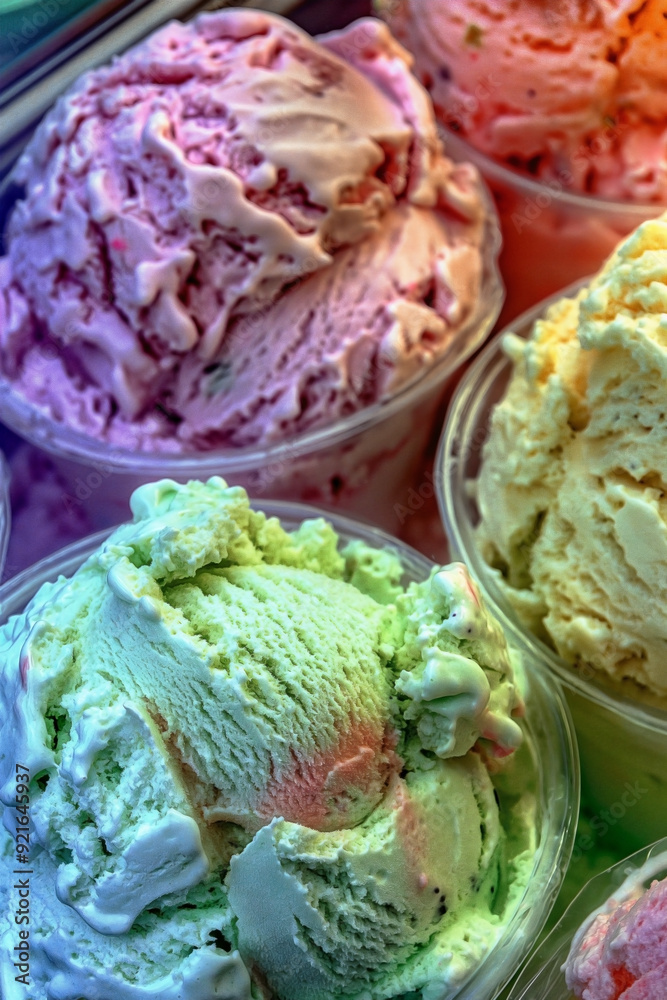 Obraz premium frozen ice cream in rainbow colors for a vibrant and refreshing 