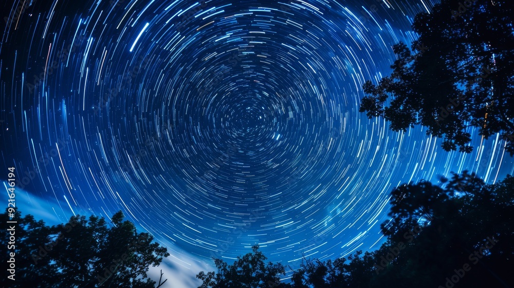 Fototapeta premium Captivating Long Exposure of Meteor Showers in a Clear Starry Sky with Bright Streaks